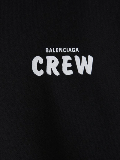 Shop Balenciaga Crew Print Hooded Jacket In Black