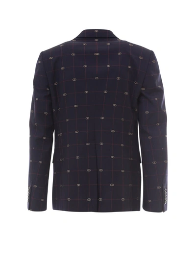 Shop Gucci Gg Single Breasted Suit In Navy