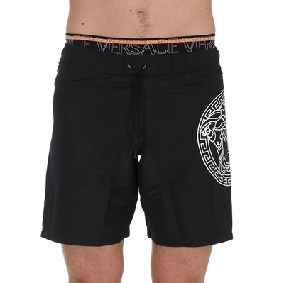 Shop Versace Medusa Print Swim Shorts In Black