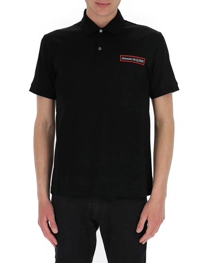 Shop Alexander Mcqueen Signature Logo Polo Shirt In Black