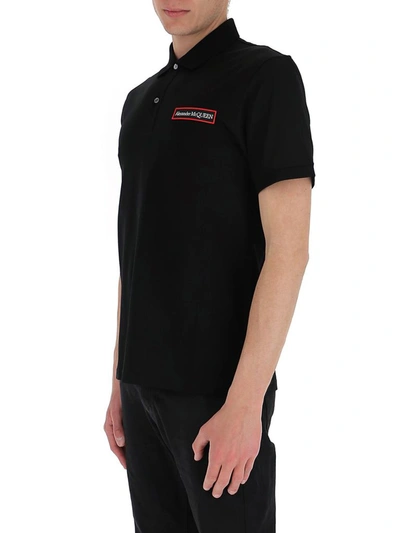 Shop Alexander Mcqueen Signature Logo Polo Shirt In Black