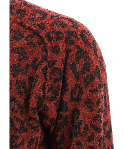 Shop Needles Leopard Jacquard Cardigan In Red