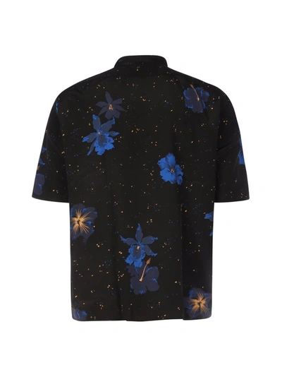 Shop Saint Laurent Confetti Hibiscus Motif Shirt In Black