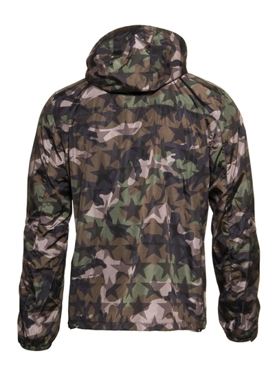 Shop Valentino Star Camouflage Print Hooded Jacket In Multi