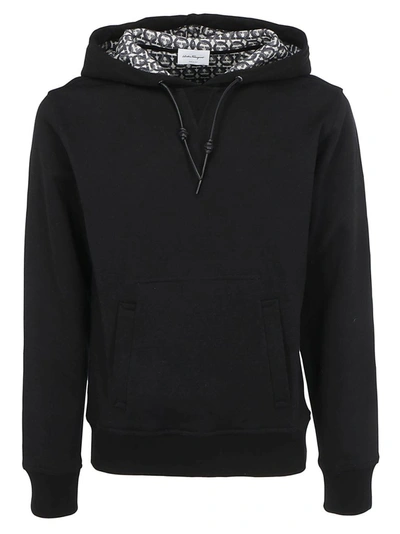 Shop Ferragamo Salvatore  Logo Lining Hoodie In Black