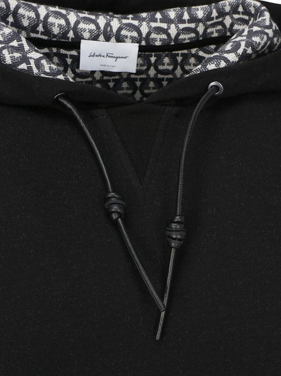 Shop Ferragamo Salvatore  Logo Lining Hoodie In Black
