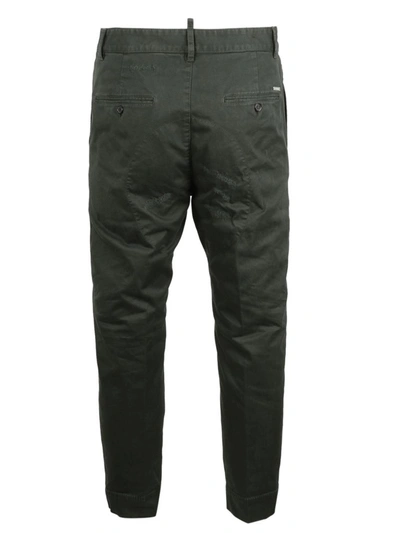 Shop Dsquared2 Distressed Straight Leg Trousers In Green