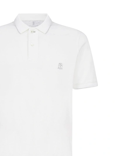 Shop Brunello Cucinelli Logo Embroidered Polo Shirt In White