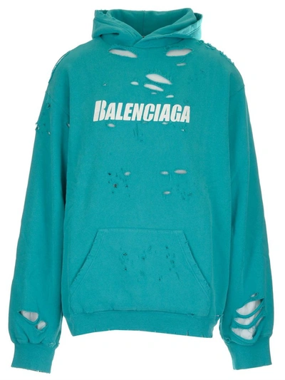 Balenciaga Destroyed Hoodie in Green アウトレット販売 www