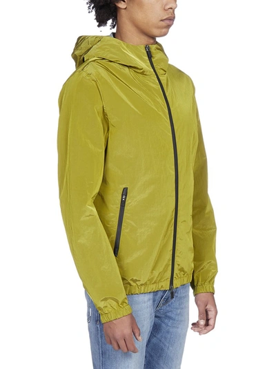 Shop Herno Hooded Zipped Jacket In Yellow