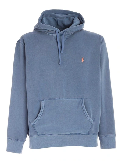 Shop Polo Ralph Lauren Logo Embroidered Hoodie In Blue