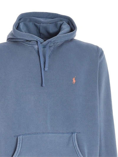 Shop Polo Ralph Lauren Logo Embroidered Hoodie In Blue