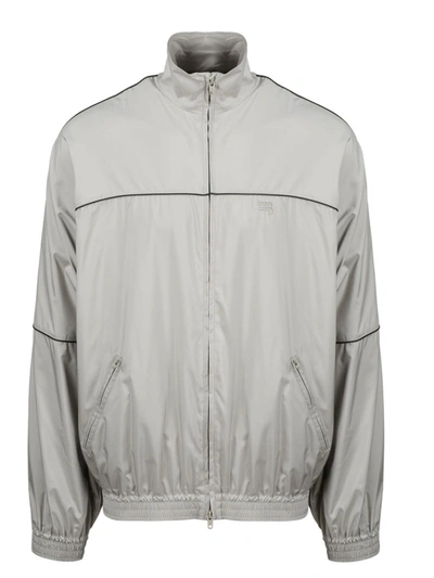 Shop Balenciaga Contrast Piping Track Jacket In Grey