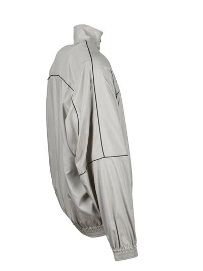 Shop Balenciaga Contrast Piping Track Jacket In Grey