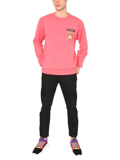 Shop Moschino Inside Out Teddy Sweatshirt In Pink