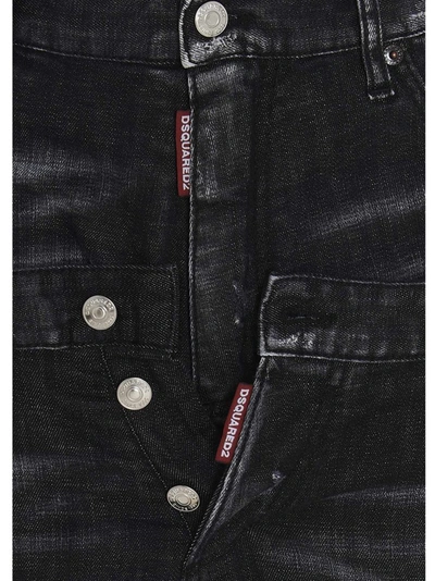 Shop Dsquared2 Layered Waist Distressed Jeans In Black