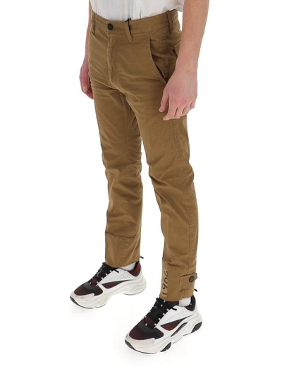 Shop Dsquared2 Logo Patch Chino Pants In Brown