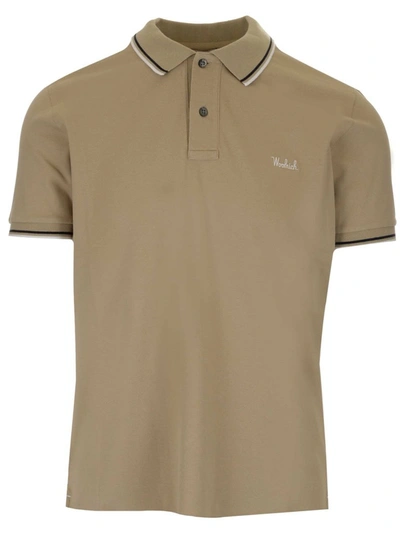 Shop Woolrich Monterey Logo Embroidered Polo Shirt In Beige