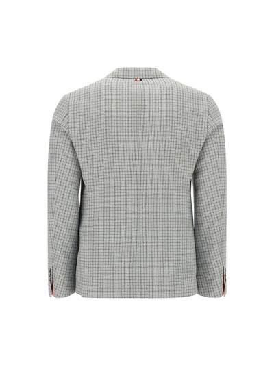 Shop Thom Browne Checked Tailored Blazer In Grey