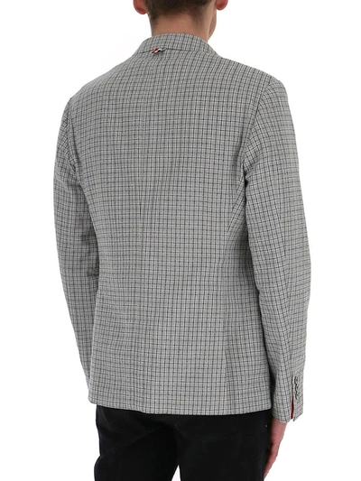 Shop Thom Browne Checked Tailored Blazer In Grey