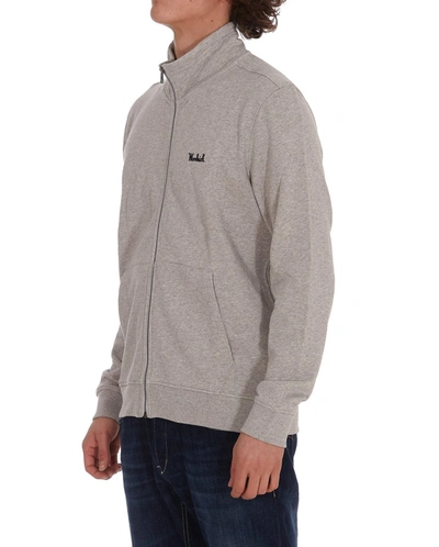 Shop Woolrich Essential Logo Embroidered Track Sweater In Grey