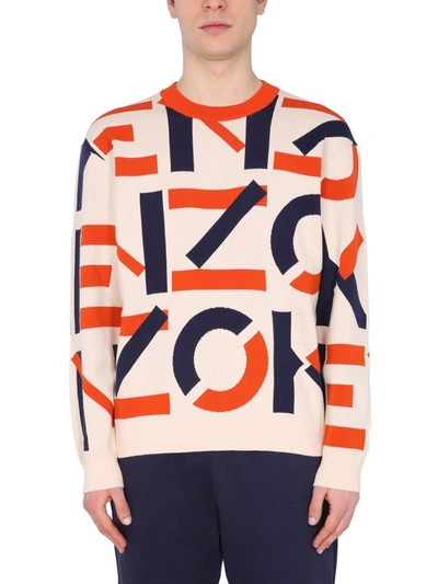 Shop Kenzo Allover Logo Intarsia Jumper In Multi