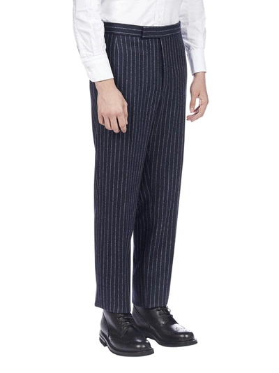 Shop Thom Browne Pinstriped Pants In Navy