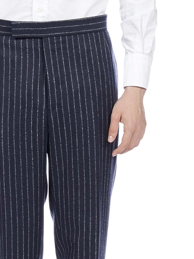 Shop Thom Browne Pinstriped Pants In Navy