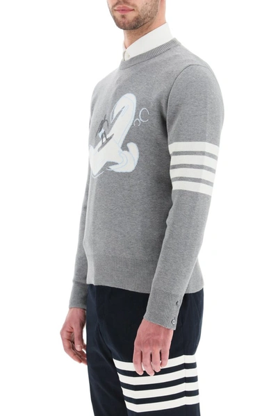 Shop Thom Browne Surfer Icon Knitted Jumper In Grey