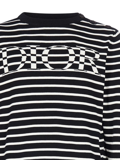 Shop Dior Homme Logo Striped Sweater In Multi
