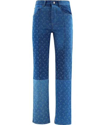 Shop Marine Serre Moon Allover Trousers In Blue