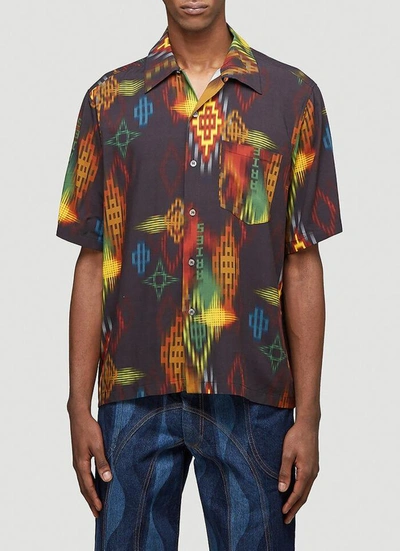 Shop Aries Ikat Print Hawaiian Shirt In Multi