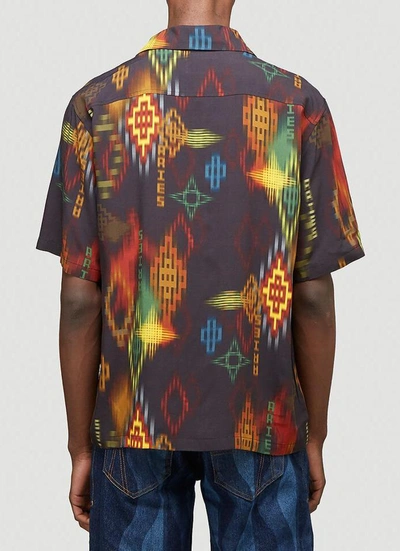 Shop Aries Ikat Print Hawaiian Shirt In Multi