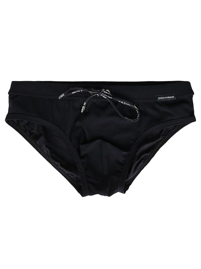 Shop Dolce & Gabbana Drawstring Swimming Briefs In Black