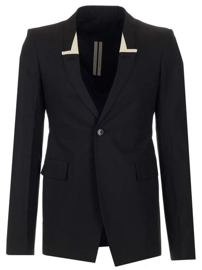 Shop Rick Owens Single Breasted Fitted Blazer In Black