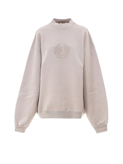 Shop Balenciaga Bb Logo Embroidered Sweatshirt In Grey