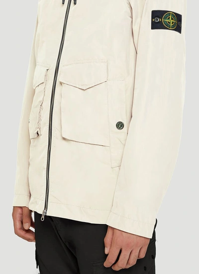 Shop Stone Island Flap Pocket Hooded Jacket In White