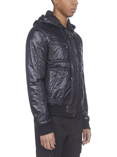 Shop Dolce & Gabbana Logo Patch Hooded Jacket In Black