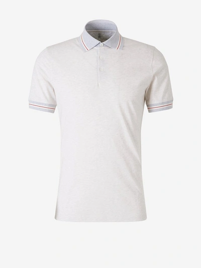 Shop Brunello Cucinelli Contrast Detail Polo Shirt In White