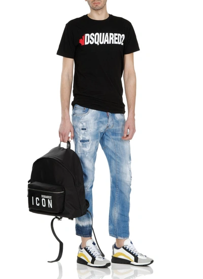 Shop Dsquared2 Ripped Straight Leg Jeans In Blue