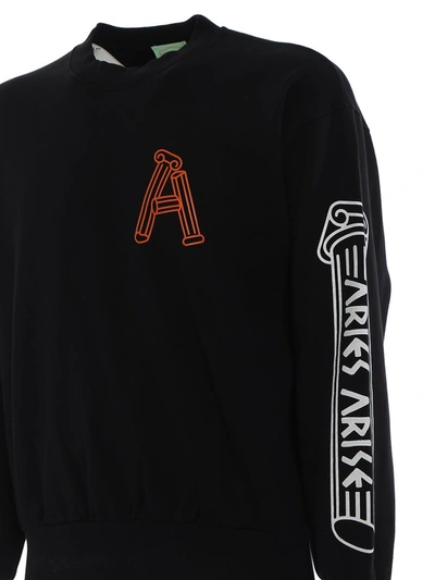 Shop Aries Greek Column Crewneck Sweatshirt In Black
