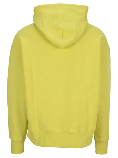 Shop Msgm Logo Printed Hoodie In Yellow