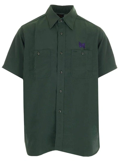 Shop Needles Logo Embroidered Shirt In Green