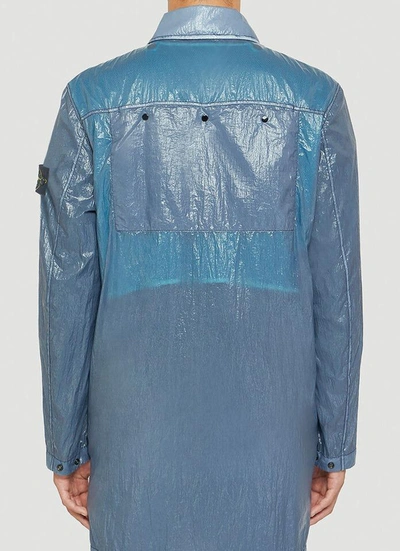 Shop Stone Island Logo Patch Single Breasted Coat In Blue