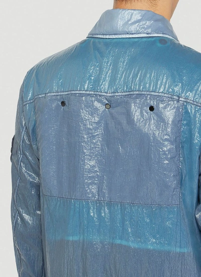 Shop Stone Island Logo Patch Single Breasted Coat In Blue