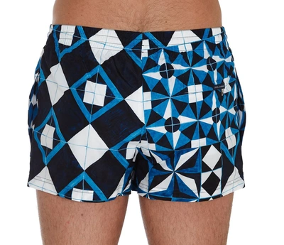 Shop Dolce & Gabbana Painterly Print Swim Shorts In Blue