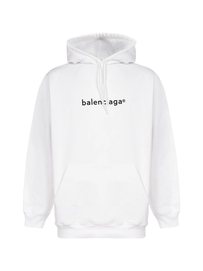 Shop Balenciaga Copyright Logo Print Hoodie In White