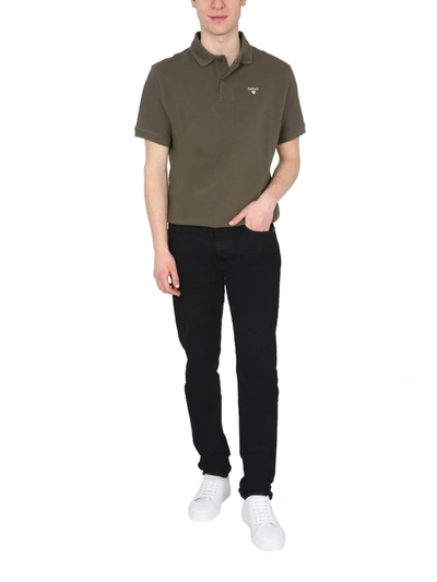 Shop Barbour Logo Embroidered Polo Shirt In Green