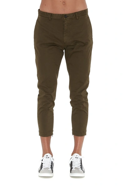 Shop Dsquared2 Zip Detail Cropped Trousers In Green