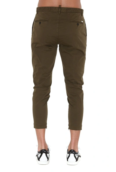 Shop Dsquared2 Zip Detail Cropped Trousers In Green